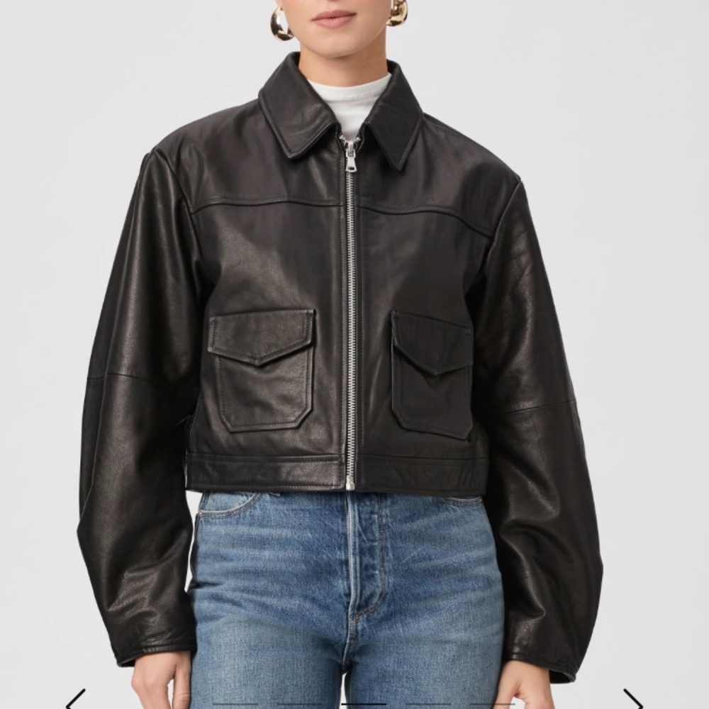 PAIGE black Leather Clyde Jacket